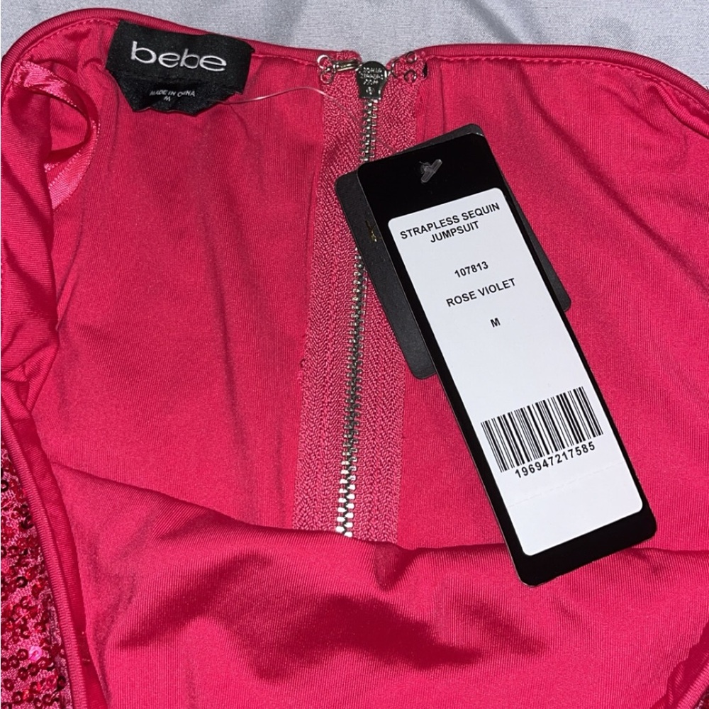 Hot Pink BEBE Sequin Jumpsuit Brand New With Tags Sz M